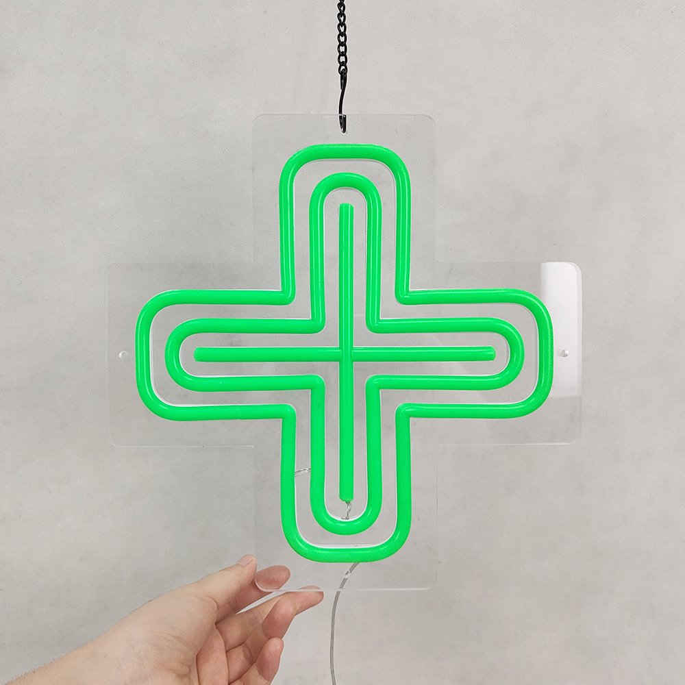 12*12'' High Bright Indoor Acrylic LED Cross Pharmacy Neon Sign for Drug Store