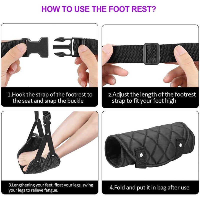 High Quality Airplane Footrest Airplane Travel Accessories Portable Travel Foot Hammock for Flight Bus Train Office Home