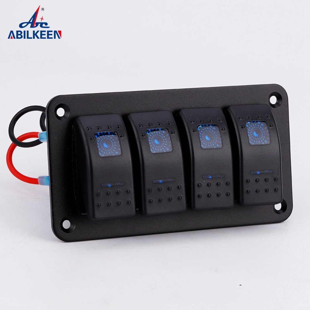 4Gang 12V Led Light Switch Panel for Modified Boat RV