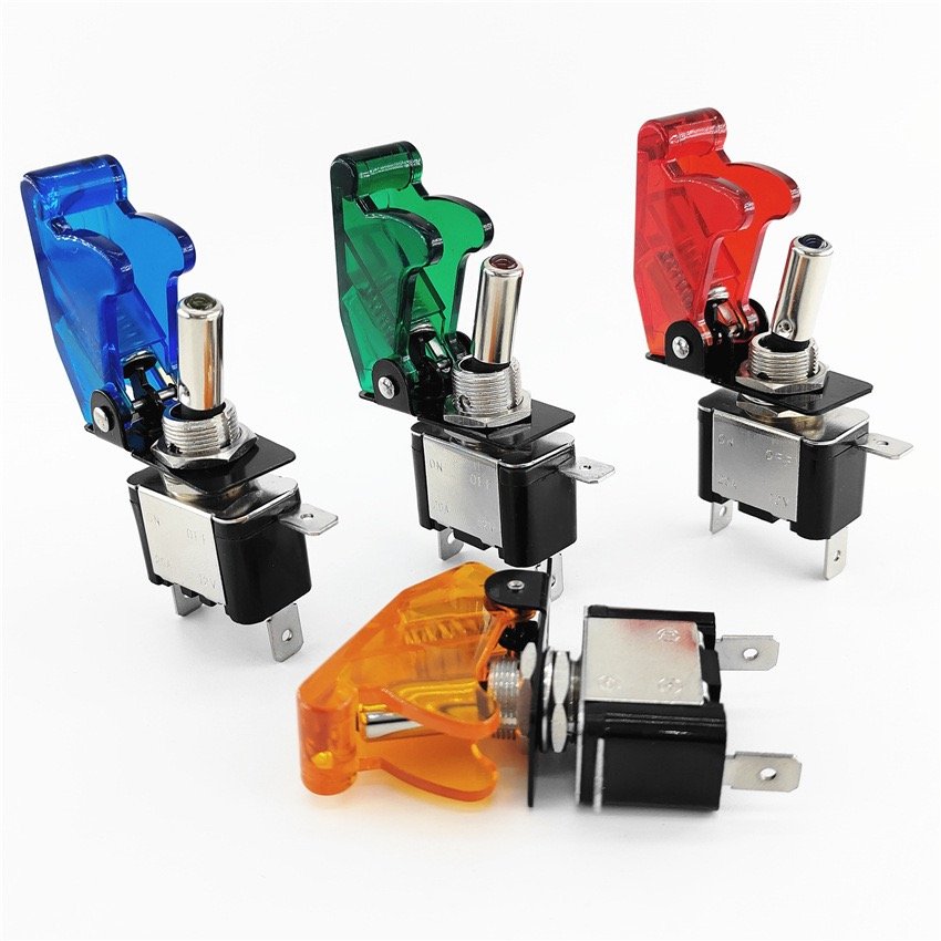 12V Heavy Duty Toggle Switch Waterproof Aircraft Cover Marine Boat Car Truck RV 3 Pin Illuminated Rocker Switch on OFF ASW-07D