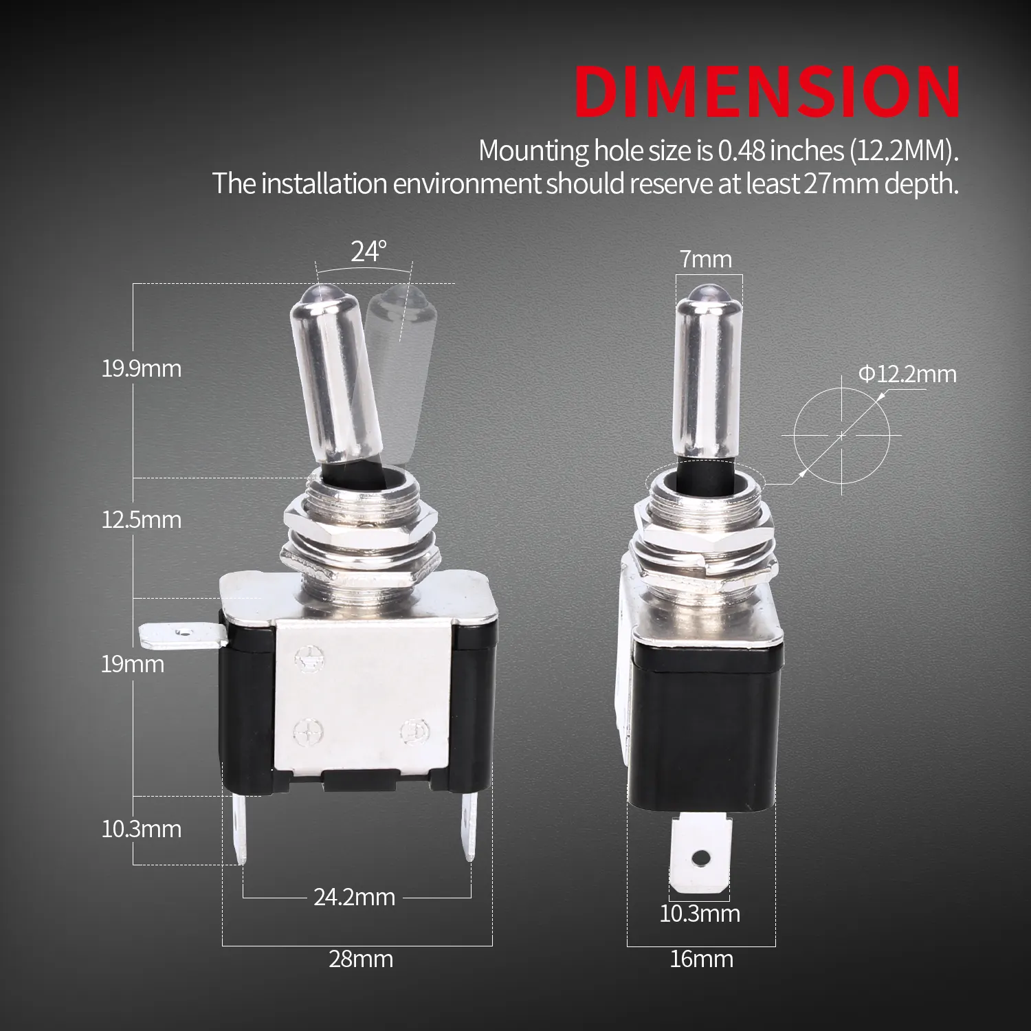 12V Heavy Duty Toggle Switch Waterproof Aircraft Cover Marine Boat Car Truck RV 3 Pin Illuminated Rocker Switch on OFF ASW-07D