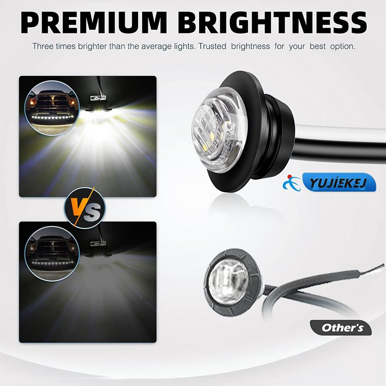 3/4 Inch Round LED Clearance Light LED Front Rear Side Marker Indicator Light Bullet Marker Light for Truck Car