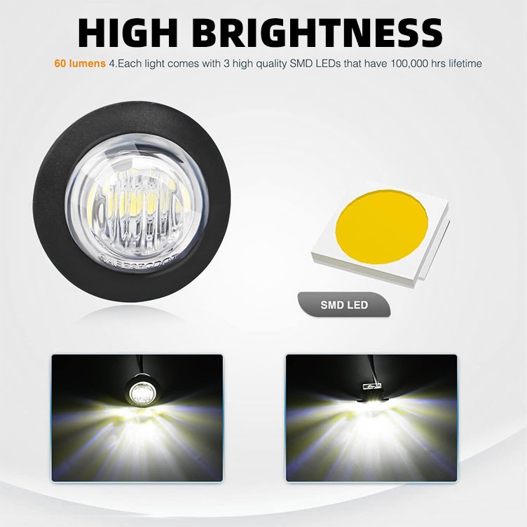 3/4 Inch Round LED Clearance Light LED Front Rear Side Marker Indicator Light Bullet Marker Light for Truck Car