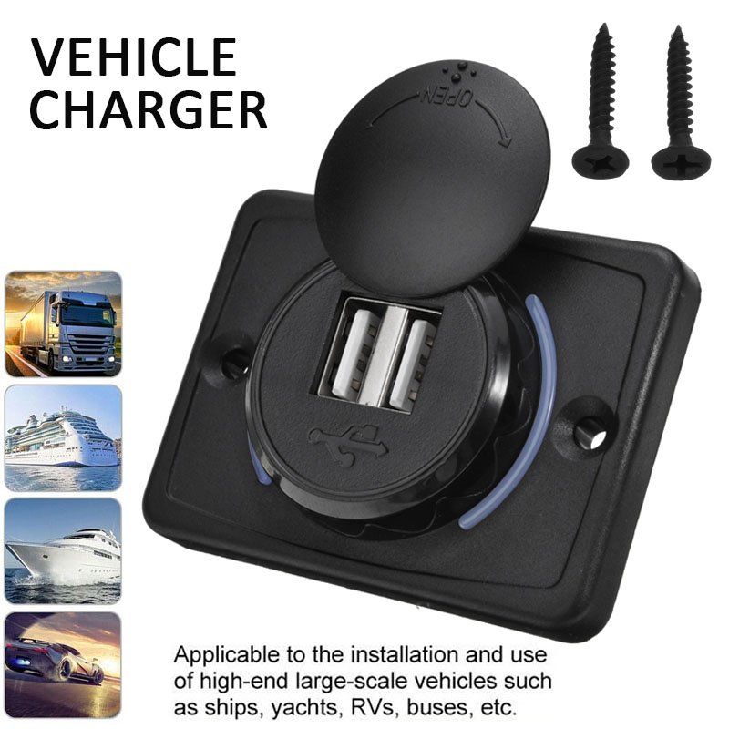 Marine 12v -24v Bus USB Charger 3.1A Socket Outlet with LED Waterproof