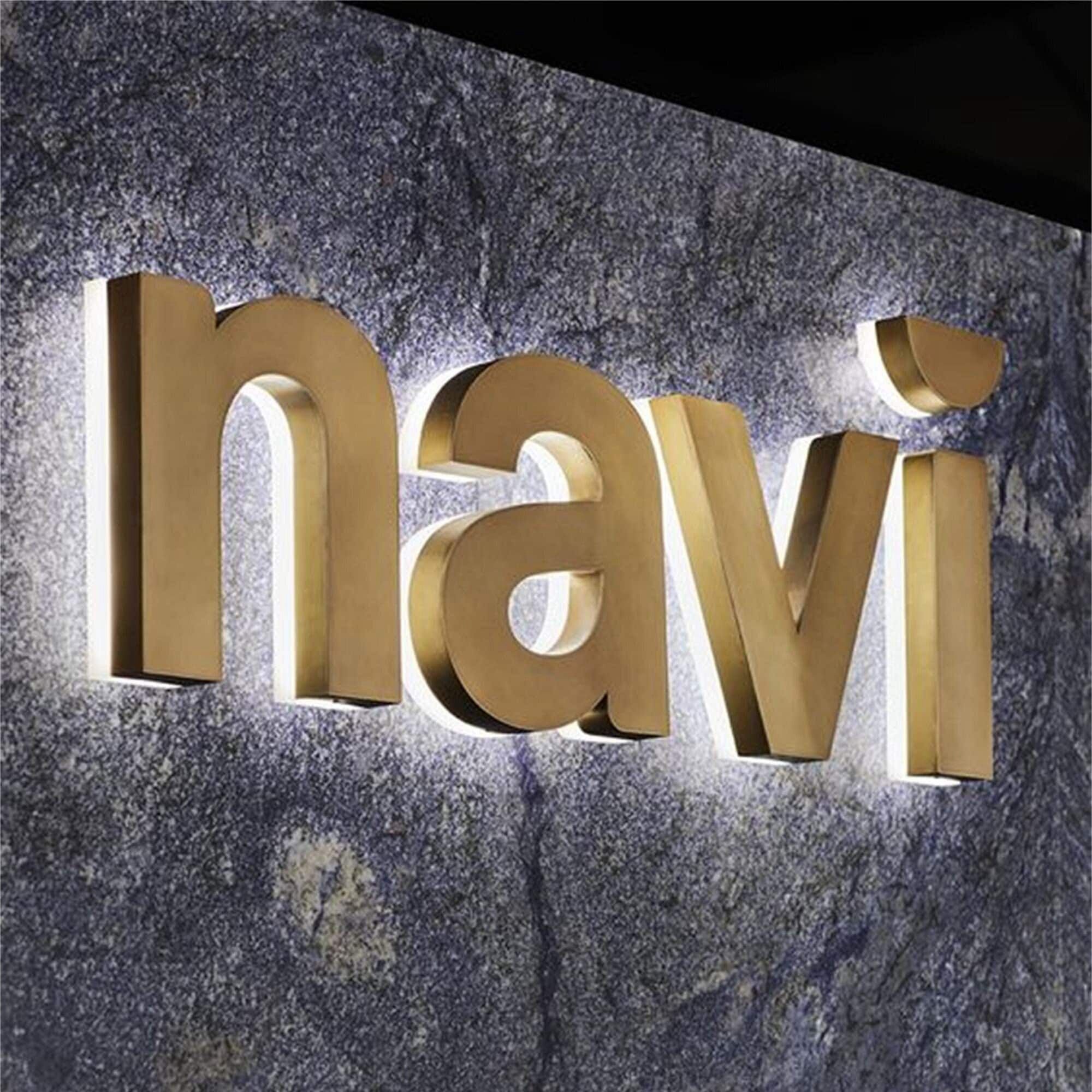 Winbo Metal Wall Letters Gold 3d Stainless Steel Signs Small Metal Alphabet Letters Business Backlit logo Sign Channel Letter