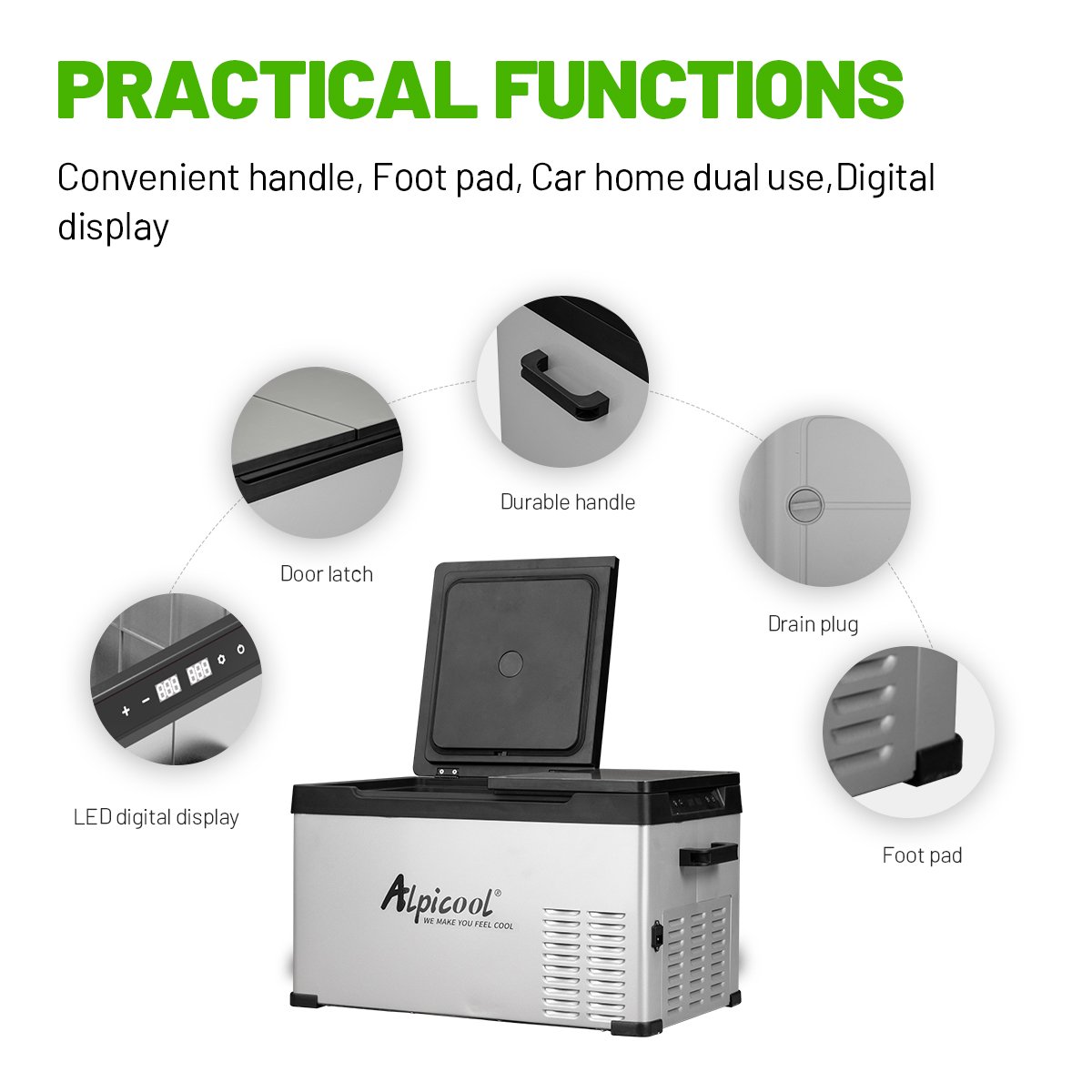 CD55 Alpicool Portable 12v Dc Smart Control LED Control Panel Car Fridges Temperature Adjustable and Color Customizable Fridge