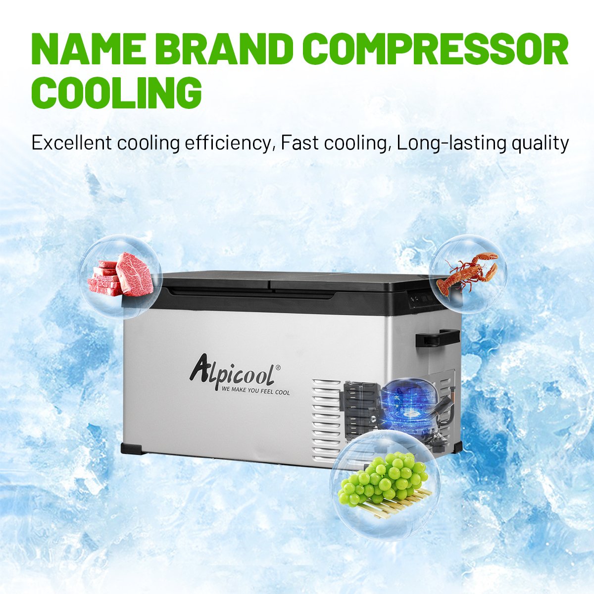 CD55 Alpicool Portable 12v Dc Smart Control LED Control Panel Car Fridges Temperature Adjustable and Color Customizable Fridge