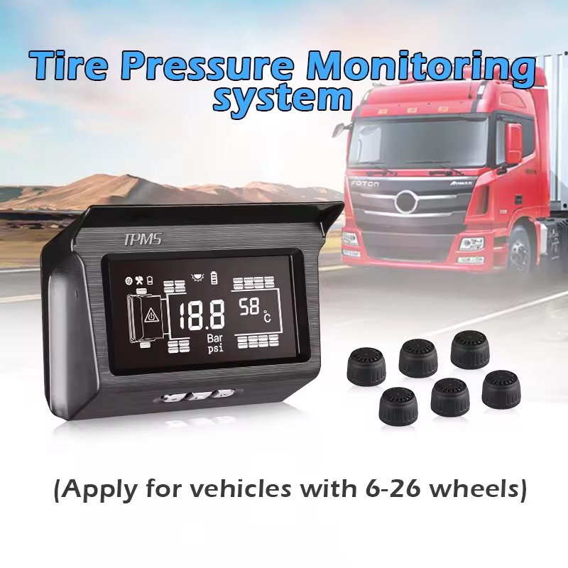 Wheels Tire Pressure Monitoring System Solar Power Trailer Bus Truck 188Psi External Sensor 6-8-10-12-14-16-18-26