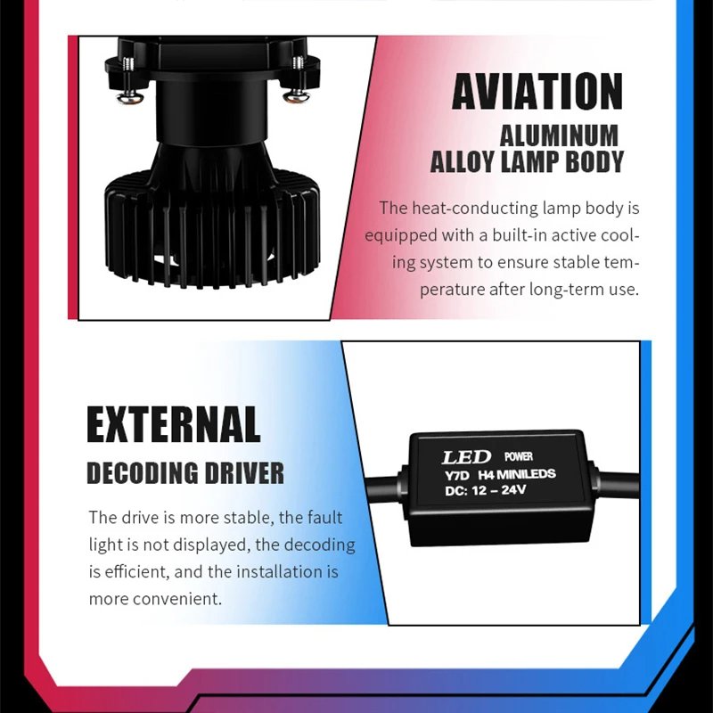 H4 Headlight Bulbs Y7 Y7D Y8 Canbus Faro Luces Mini Lens H4 Mini Led Lens Projector Headlight Led H4