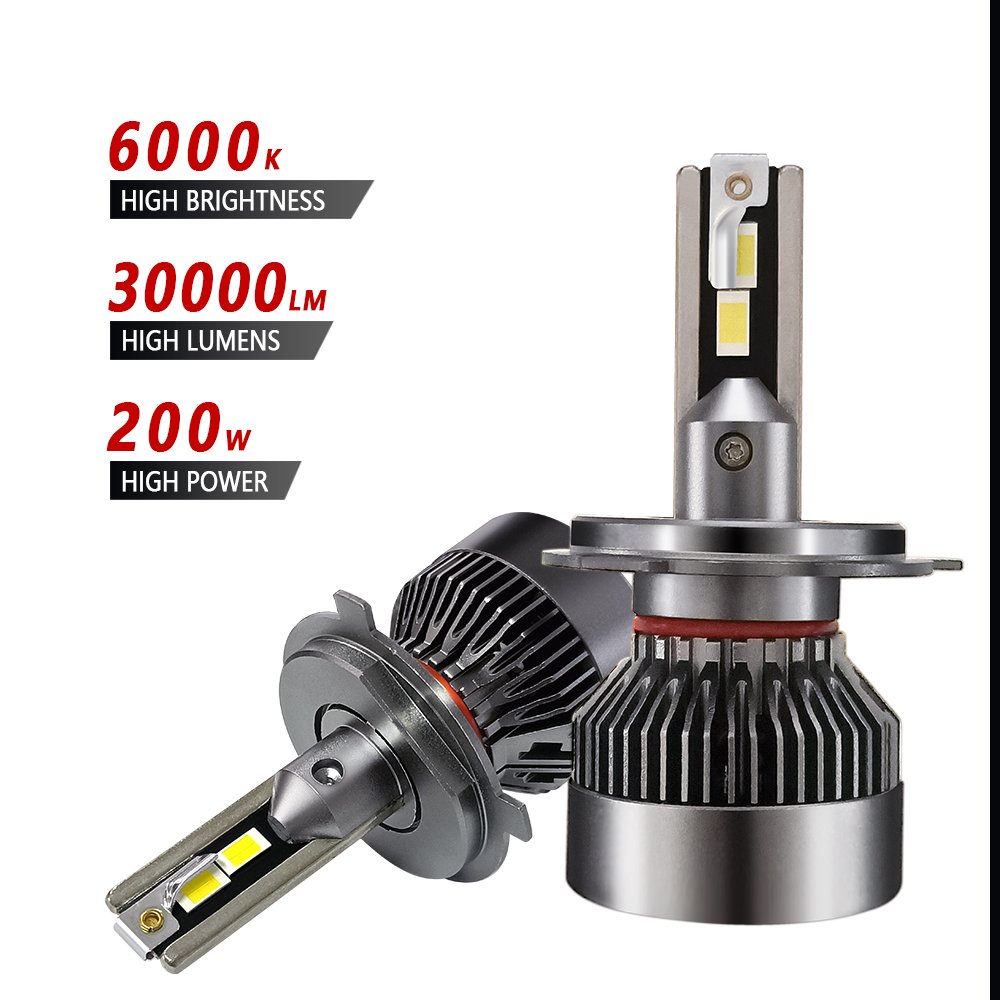 High Wattage Auto Lamp High Low Beam H4 Led Headlight External Drive Canbus Headlight Bulb 200w Double Copper Tube H11 9005 Bulb