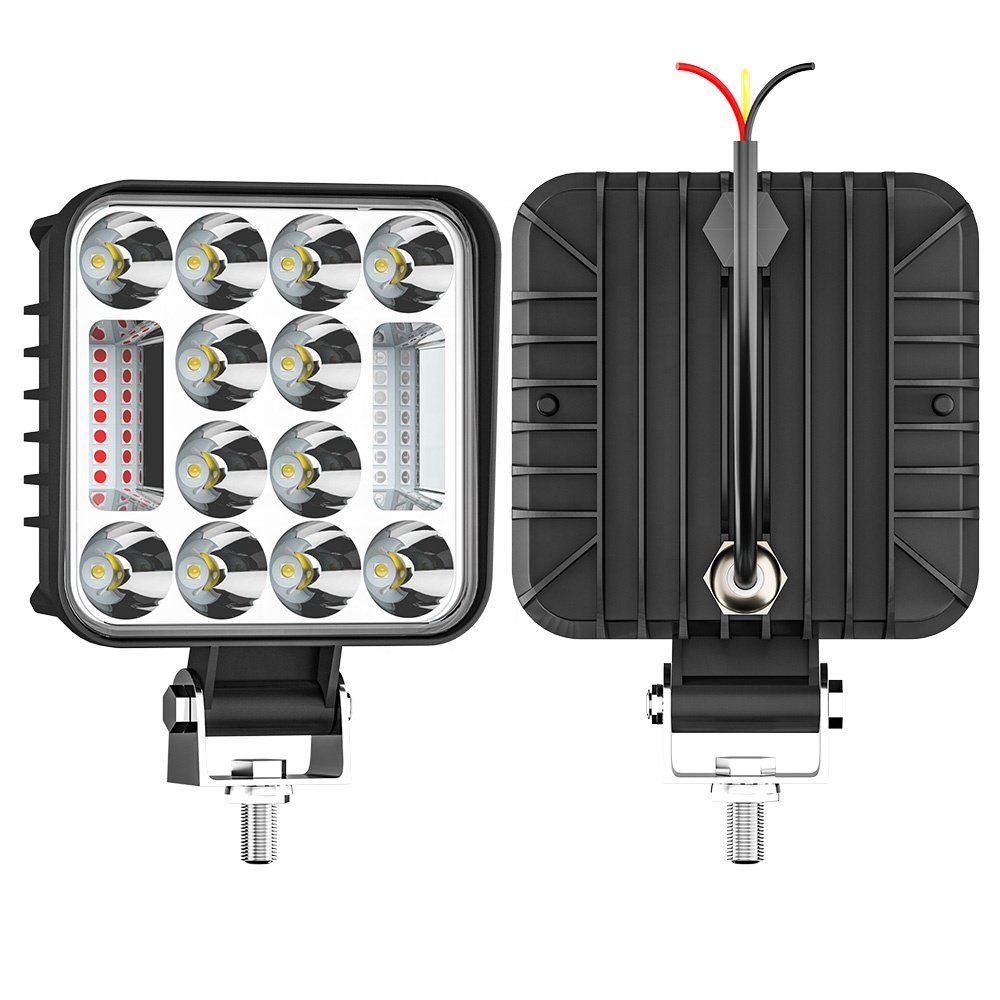 DXZ LED Work Light 4 Inch 26Led 78W Driving Flash Warning Light Red /Yellow Waterproof Off Road Light for Truck Bus Boat Vehicle