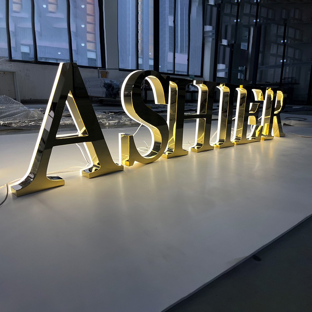 Customized Business Logo Advertising Acrylic Board 3D Metal Backlitsignage