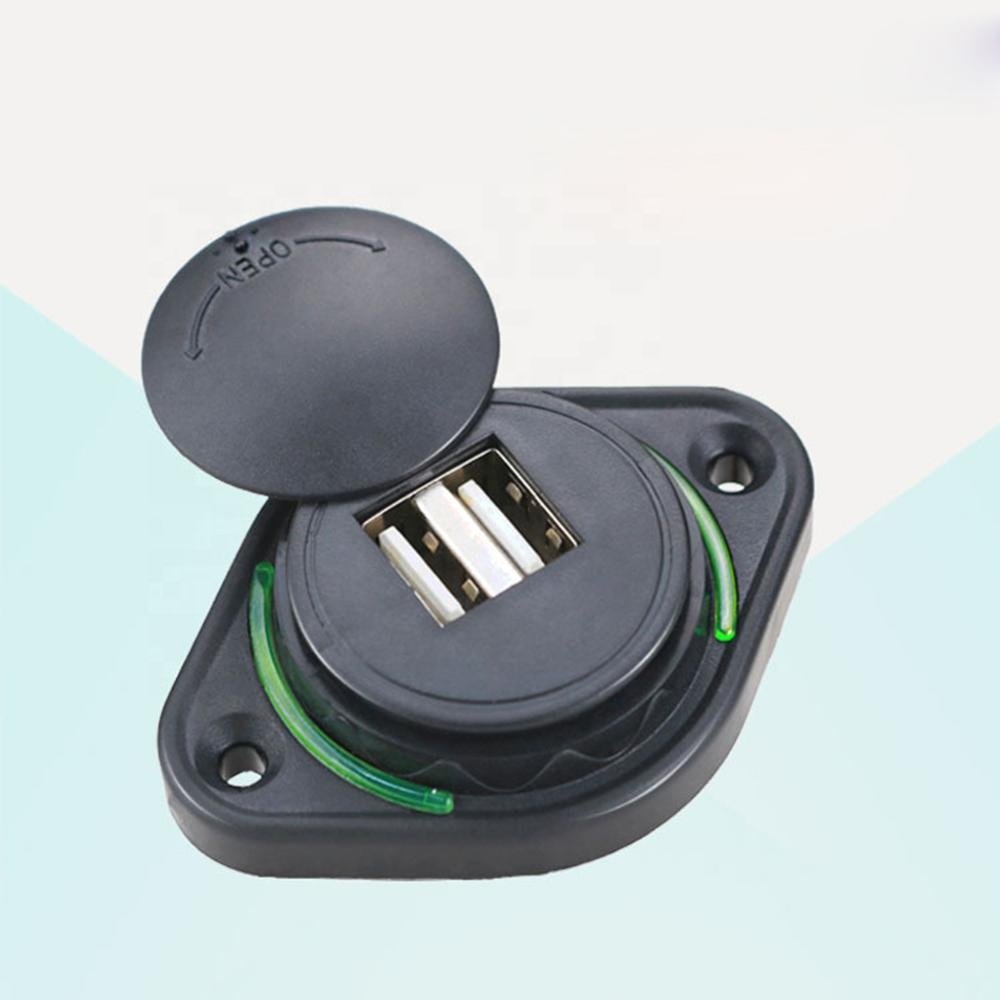 3.1A 12-24V Slide Lid Car Bus Boat Dual USB Port Charger Power Socket Outlet Car Electronics Accessories Supplies Power Adapter
