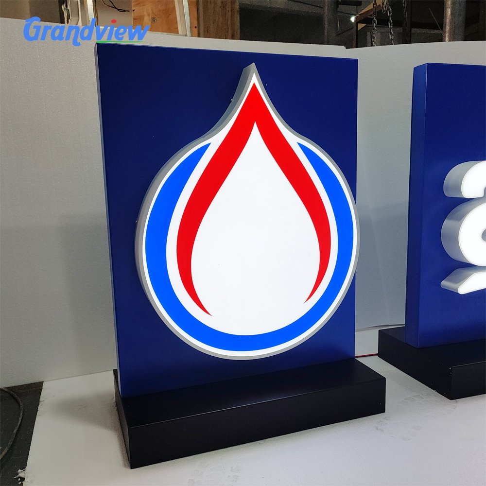 Customized Table Top Led Display Brand Name Indoor Signage Business Counter Acrylic Letter Free Standing Sign
