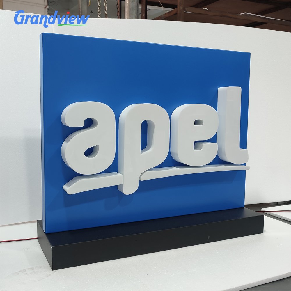 Customized Table Top Led Display Brand Name Indoor Signage Business Counter Acrylic Letter Free Standing Sign