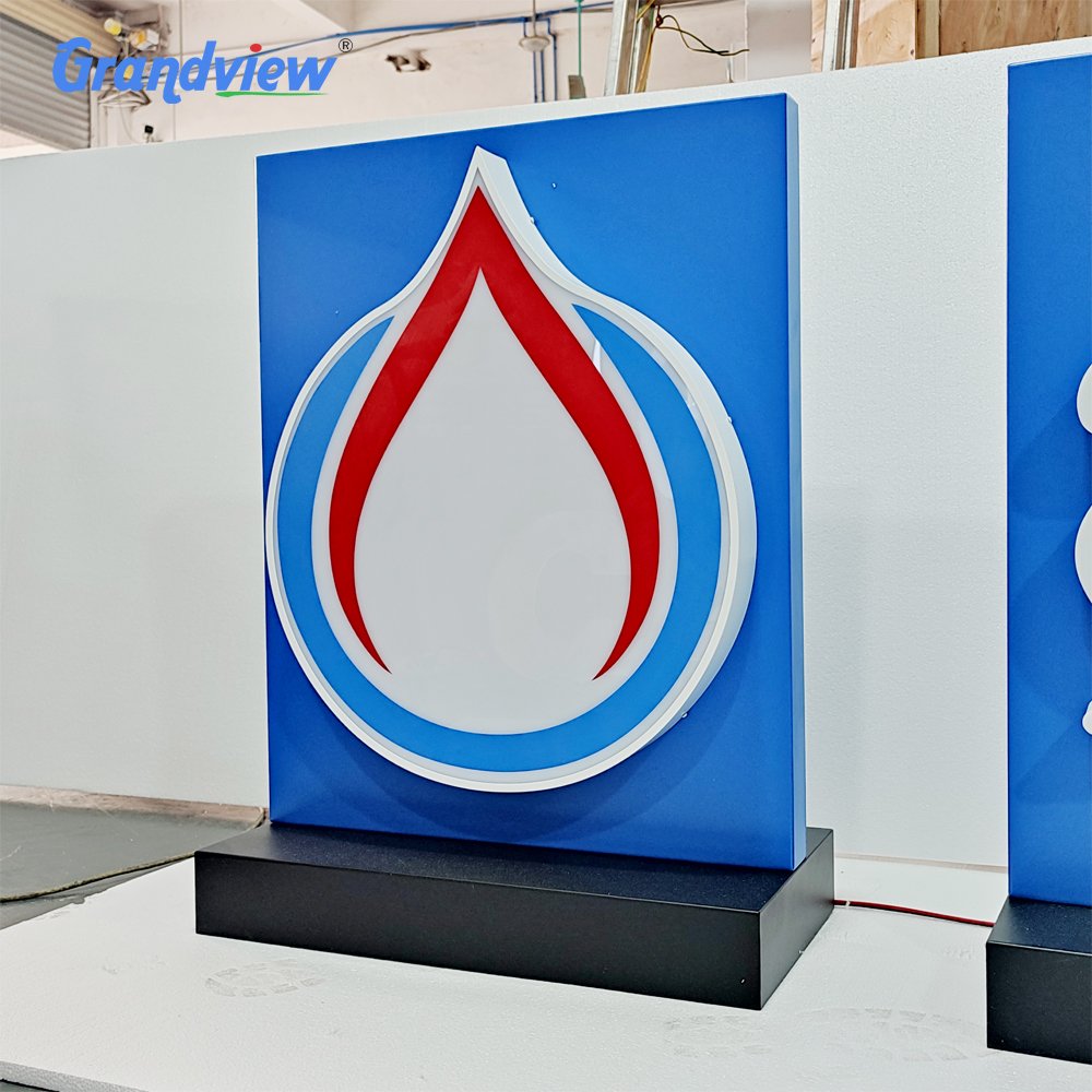 Customized Table Top Led Display Brand Name Indoor Signage Business Counter Acrylic Letter Free Standing Sign