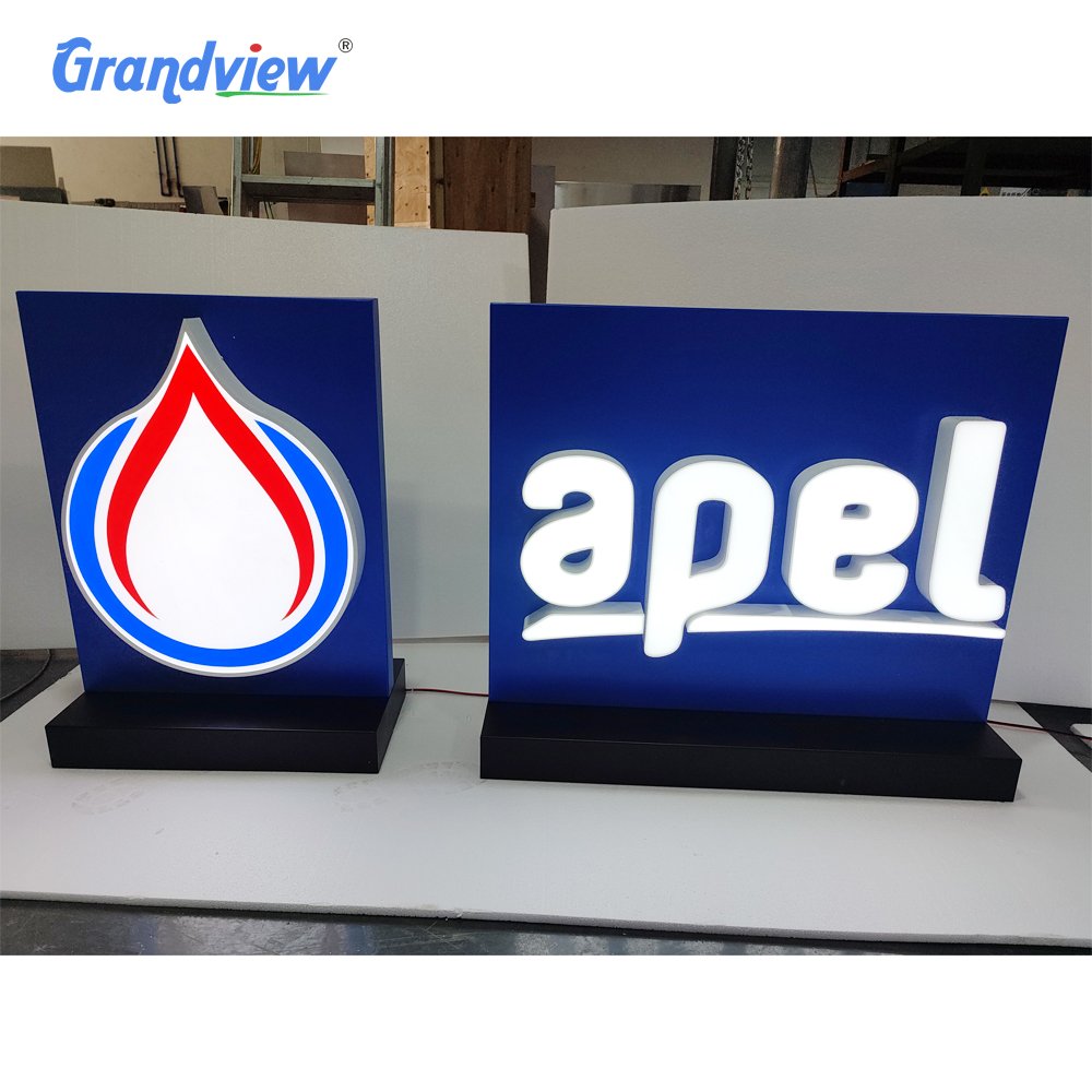 Customized Table Top Led Display Brand Name Indoor Signage Business Counter Acrylic Letter Free Standing Sign