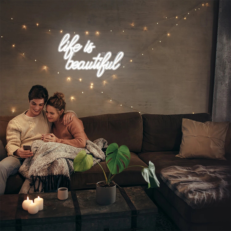 Fast Delivery Dropshipping Decoracion Lettering Light Logo Life Is Beautiful Neon Sign Neon Lights Drop Shipping for Party