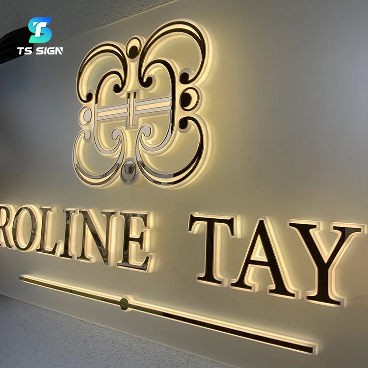 High Quality 3D Acrylic Led Backlit Letters Logo Sign Custom Stainless Steel Light up Channel Letters Sign