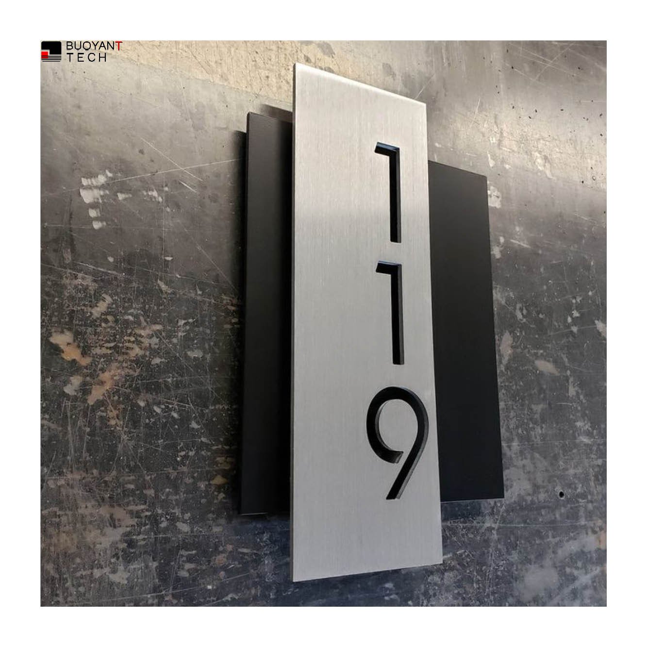BUOYANT Luxury LED House Numbers Aluminum Outdoor Sign With Pink Light Effect for Home Hotel Room Numbering