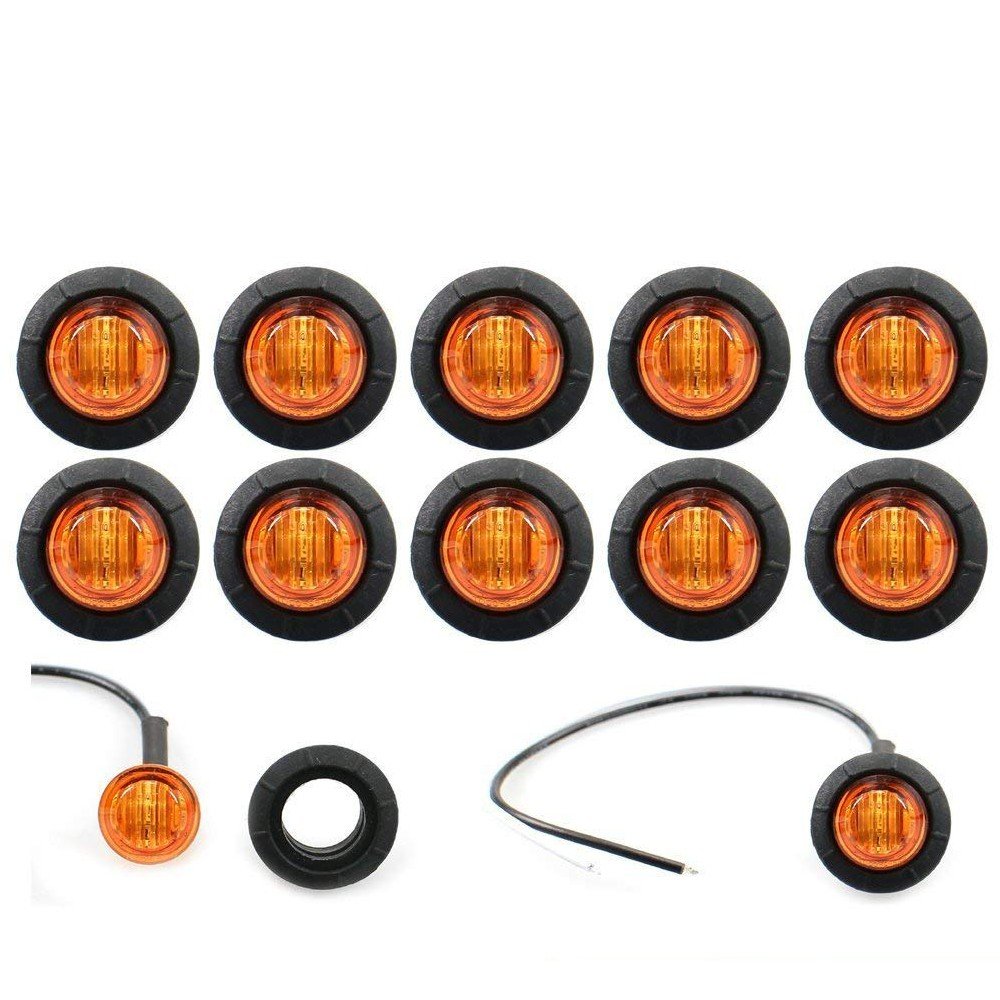 Waterproof Side Marker Indicators Light LED 12V Bullet Lamp Mini 3/4"for Truck Trailer Tail Clearance Light Boat Motorcycle 12V