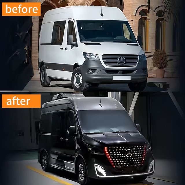 Applicable to Benzz Sprinter W907 Surround Side Skirts, Tail Lights, Exterior Accessories Modification, Old and New Body Kit