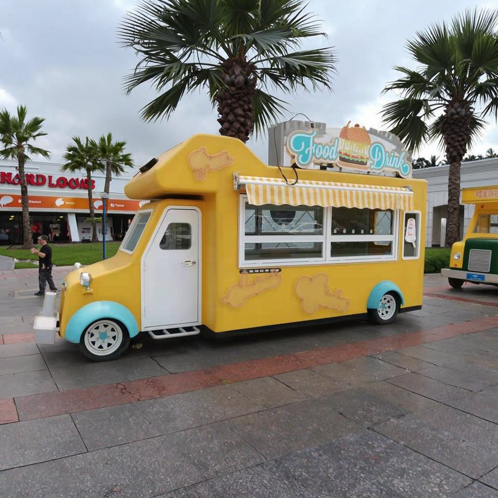 New Type Street Selling Coffee Van Catering Cart Burgers Fries Ice Cream Bus Truck Mobile Food Trailer With Full Kitchen