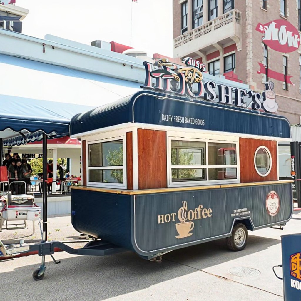 New Type Street Selling Coffee Van Catering Cart Burgers Fries Ice Cream Bus Truck Mobile Food Trailer With Full Kitchen