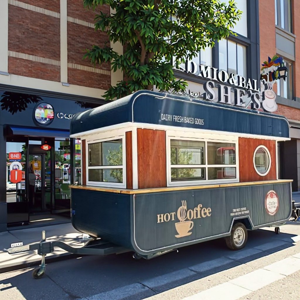 New Type Street Selling Coffee Van Catering Cart Burgers Fries Ice Cream Bus Truck Mobile Food Trailer With Full Kitchen