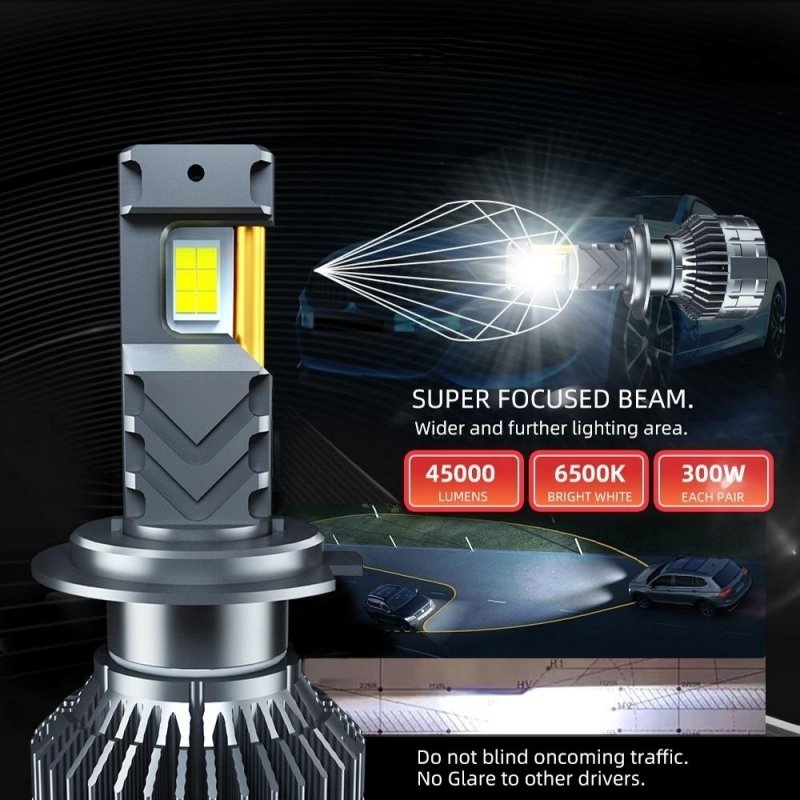 Waterproof Auto Led Headlight Bulb High Power 12V 300W 45000LM 6000K H11 H4 H7 9005 9006 9012 Car Led Light