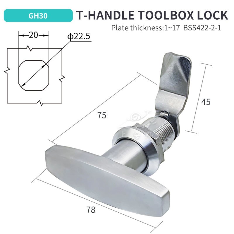 BSS422-2-1 304 Stainless Steel Rv caravan T-Handle Toolbox Lock /door Locks /accessories