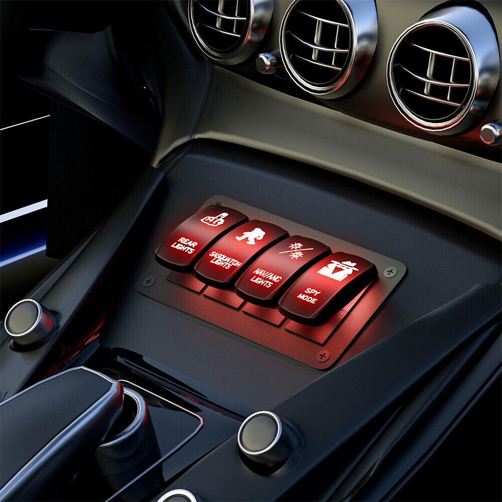 2 3 4 5 6 Gang Custom Car Rocker Switch Panel 12V Waterproof LED Light Bar Toggle Switch for Boat Truck UTV Off Road Marine
