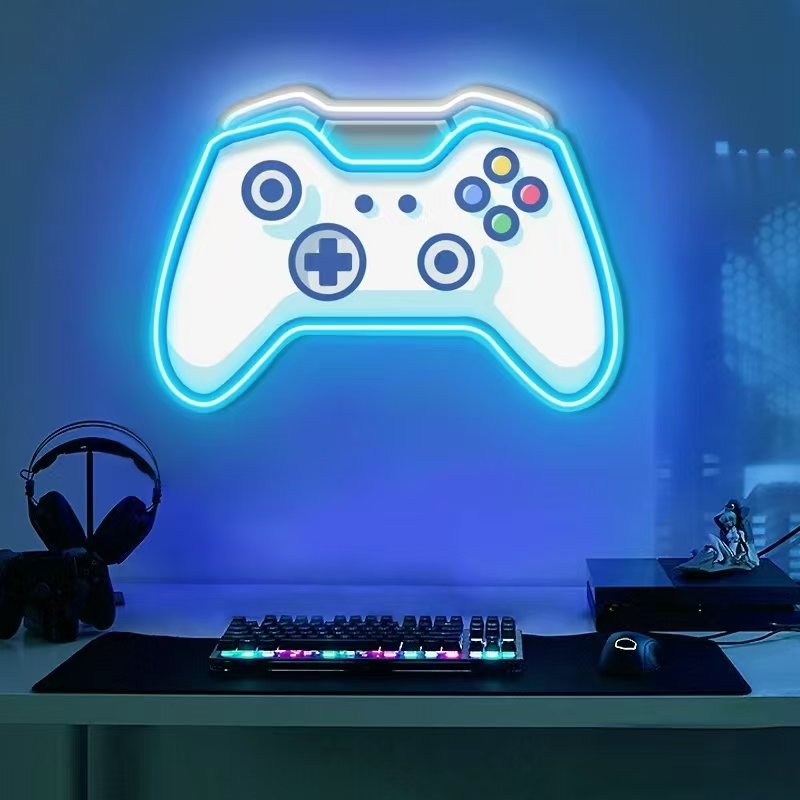 Wholesales Customized Acrylic Uv Print Illuminated Led Neon Light Sign Custom logo Gaming Wall Decoration for Room