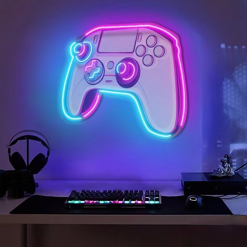 Wholesales Customized Acrylic Uv Print Illuminated Led Neon Light Sign Custom logo Gaming Wall Decoration for Room