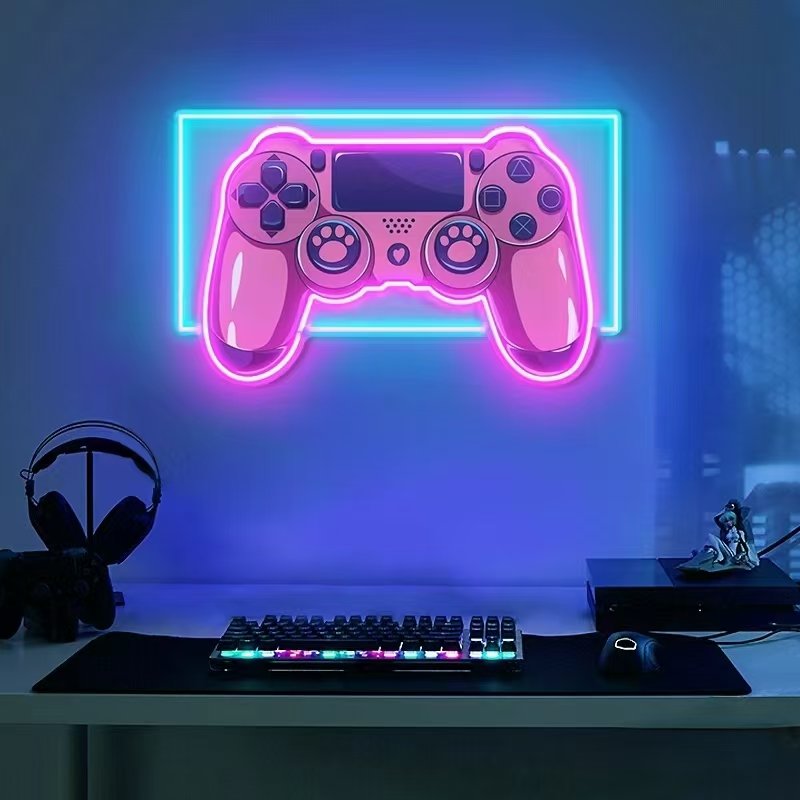 Wholesales Customized Acrylic Uv Print Illuminated Led Neon Light Sign Custom logo Gaming Wall Decoration for Room