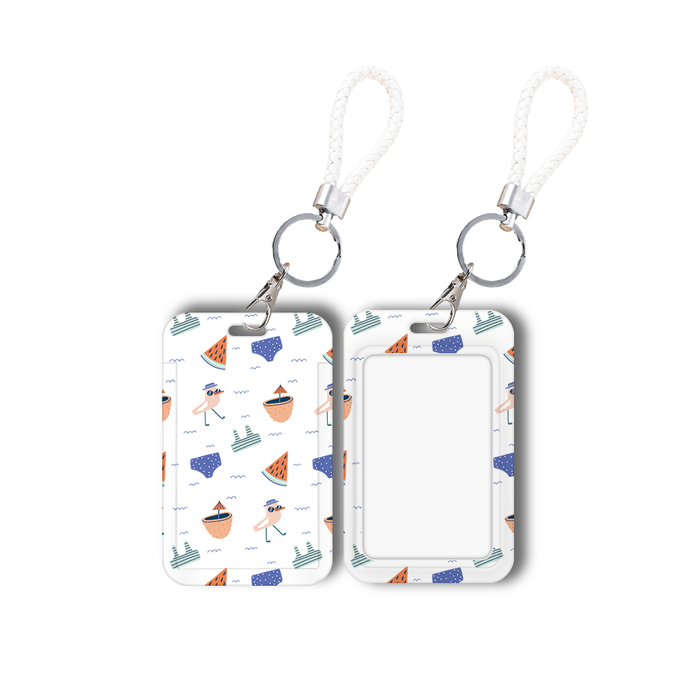 Anti-Lost Plastic Student Bus ID Card Holder Cartoon Cute Summer Pattern Card Holder With Straps Accessories Card Case Wholesale