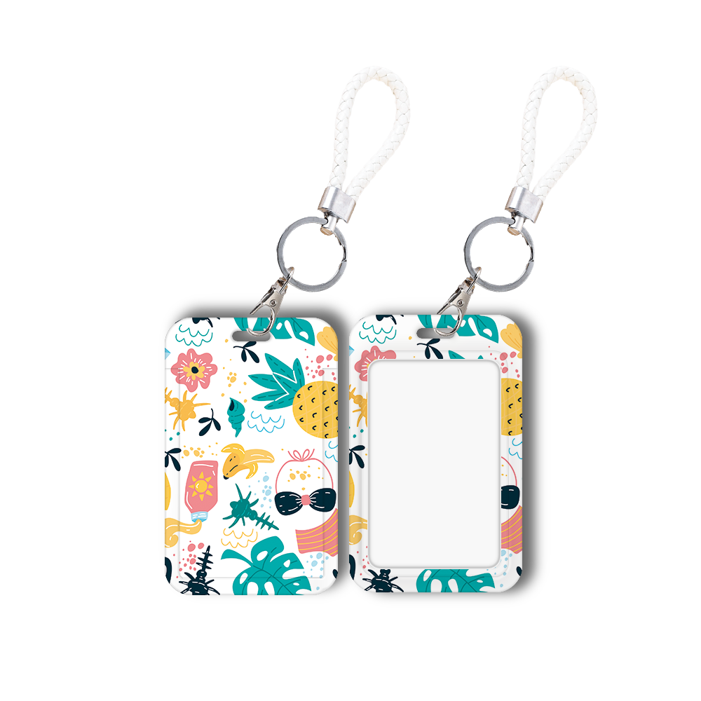 Anti-Lost Plastic Student Bus ID Card Holder Cartoon Cute Summer Pattern Card Holder With Straps Accessories Card Case Wholesale