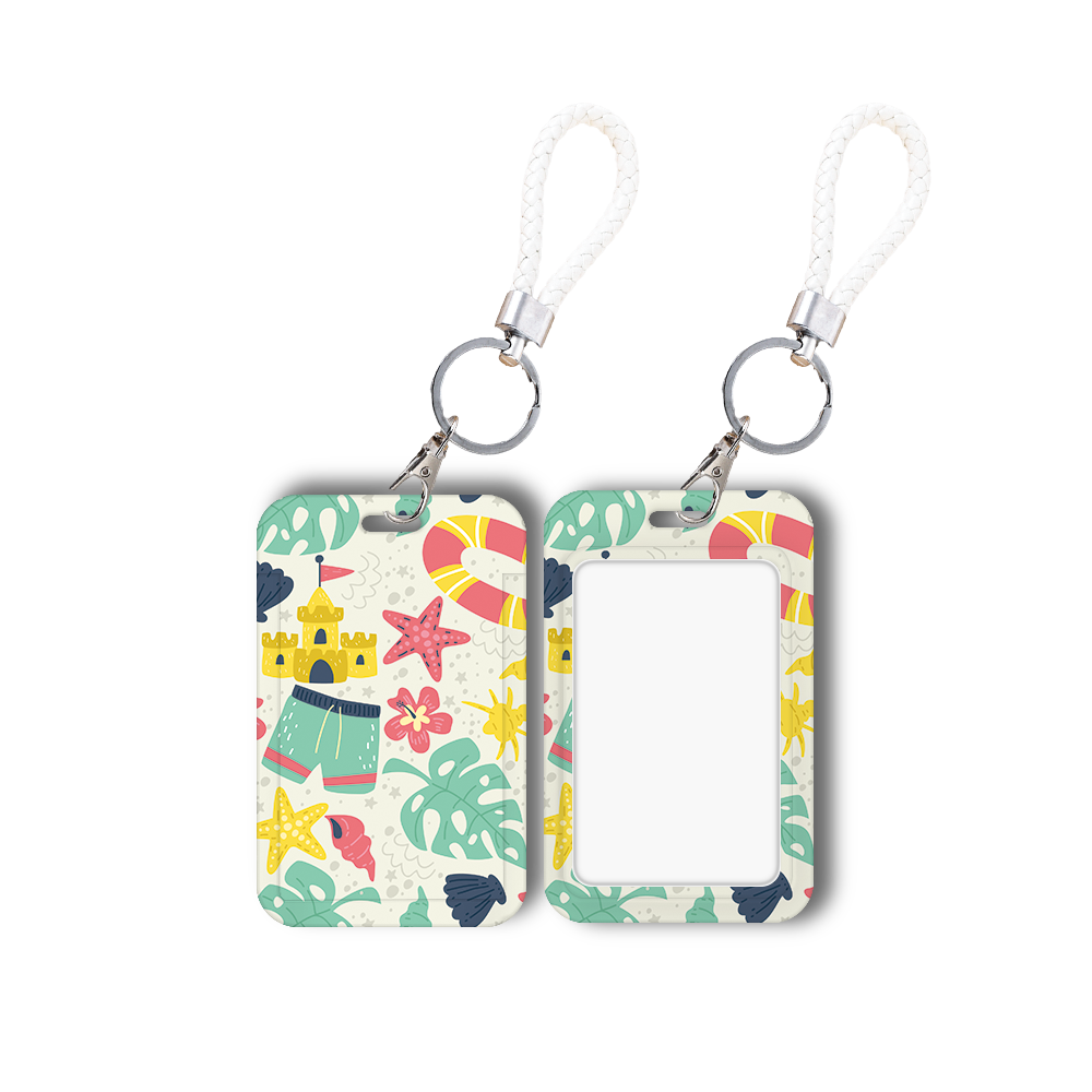 Anti-Lost Plastic Student Bus ID Card Holder Cartoon Cute Summer Pattern Card Holder With Straps Accessories Card Case Wholesale