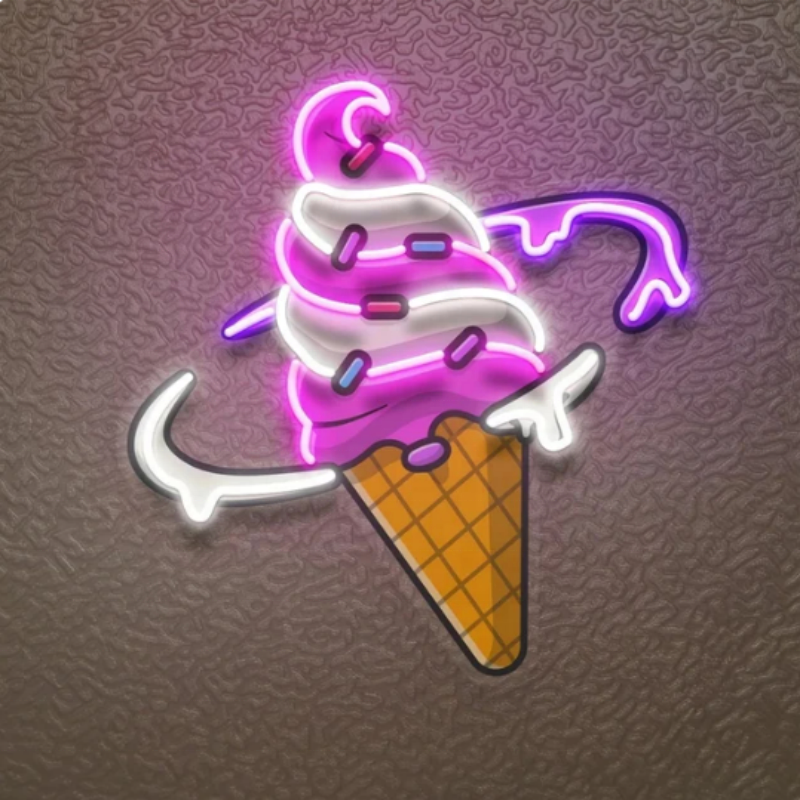 Custom Led Neon Sign Store Business logo Ice Cream Led Light up Sign UV Printed Business Signboard Design for Wall Decoration
