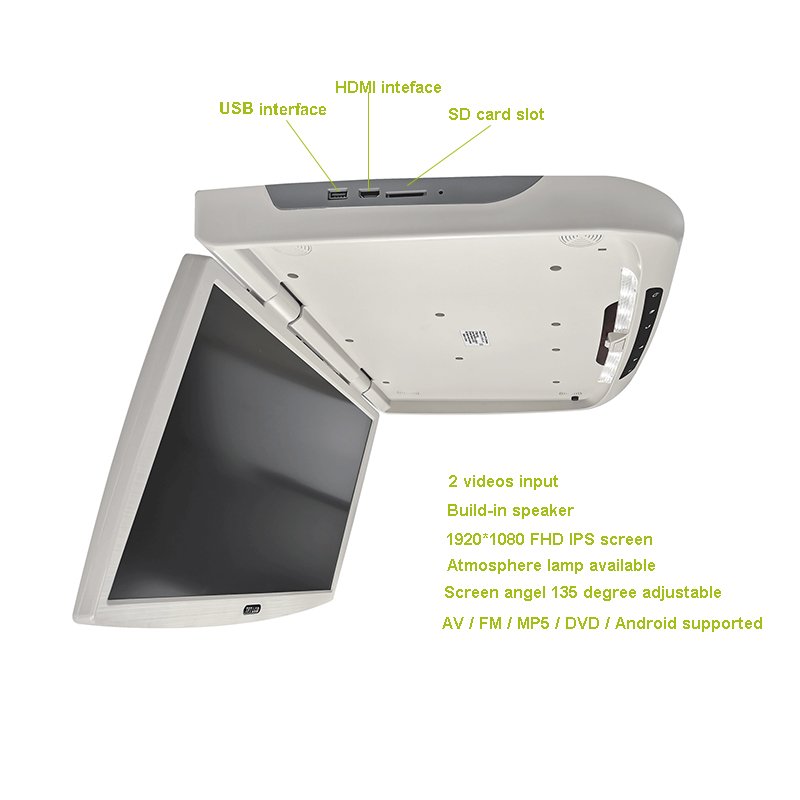 21.5 Inch Bus Roof Monitor Android Car Flip Down Monitor USB SD HDMI Car Ceiling Monitor