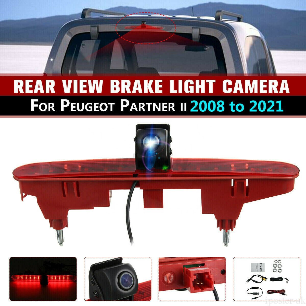 IPoster HD Night Vision LED IR Car Rear View Reverse Backup Brake Light Camera for Citroen Berlingo Peugeot Partner