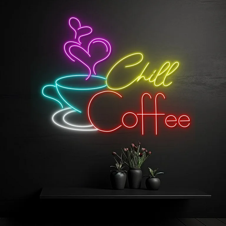 Custom Coffee Cup Neon Sign Neon Coffee Sign Led Neon Lights for Cafe Restaurant Wall Decor Kitchen Home Bedroom Bar Sign