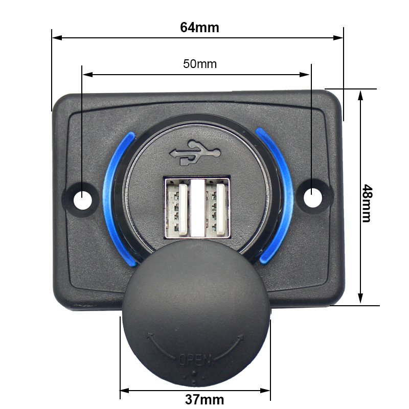 12V 24V Panel Mount 3.1A Massage Chair Marine Boat Car Bus Seat Dual Charging Port Bus USB Charger