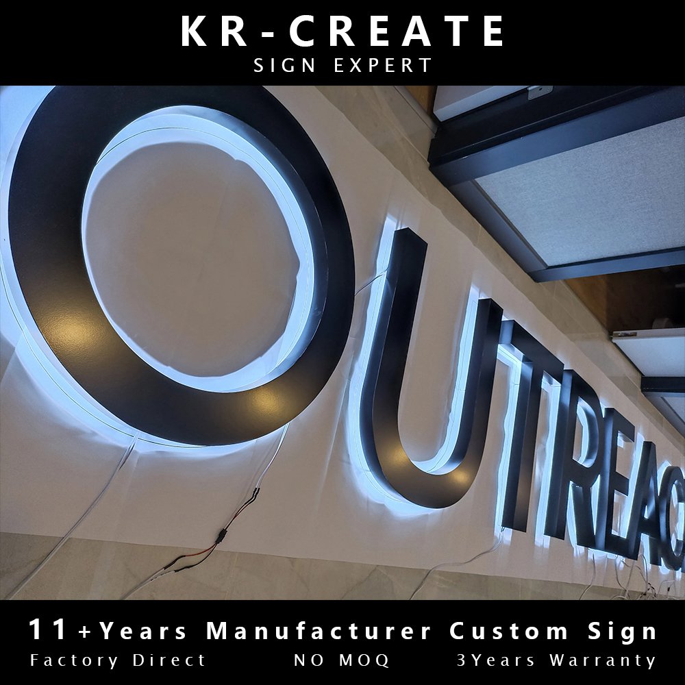 Hot Selling Customized Acrylic Logo LED Signs Electrical Fancy Company Names Back Lighting up Letters Sign