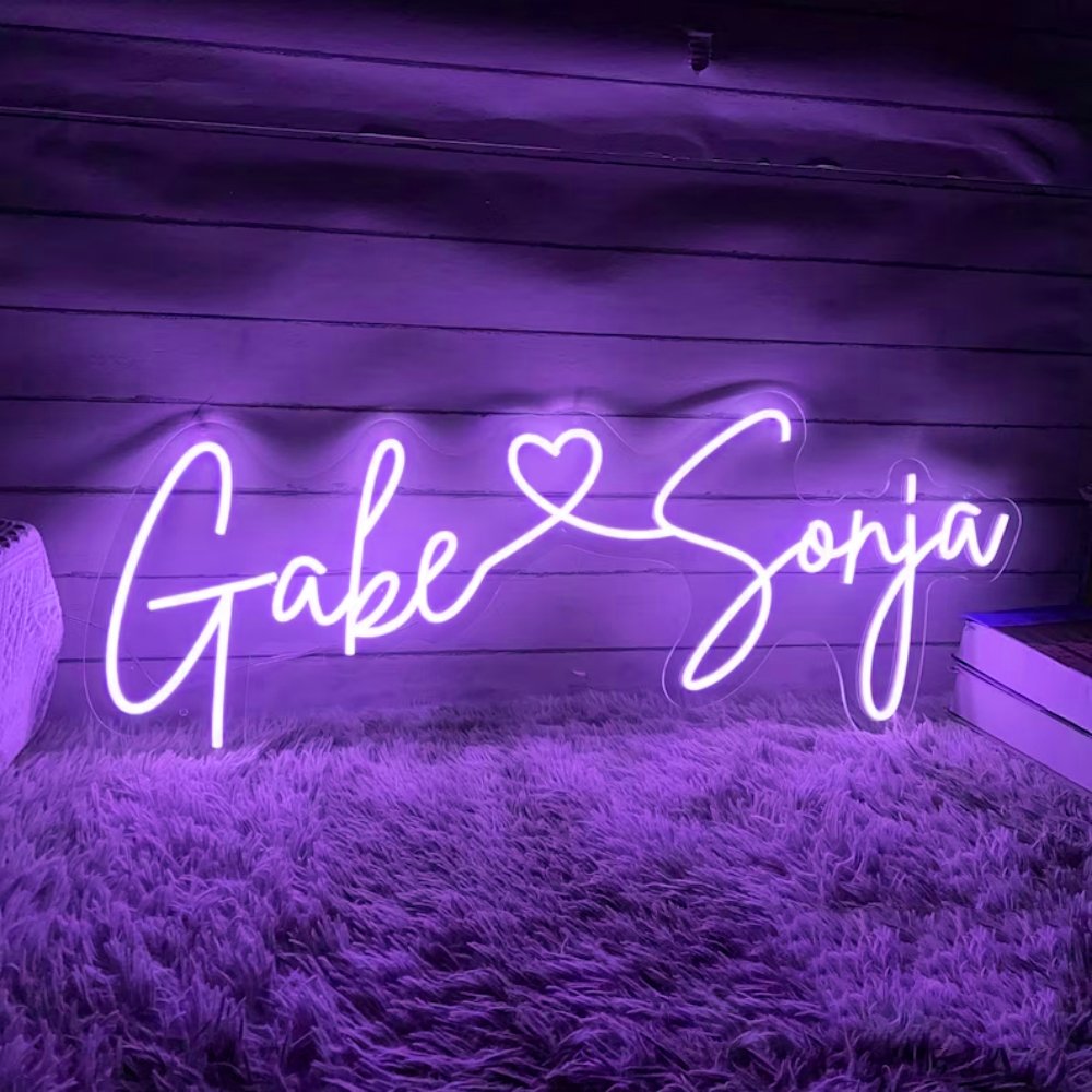 Custom Wedding LED Neon Sign Couple Names With Heart Neon Light up Sign Light Home Wedding Engagement Party Backdrop Wall Decor