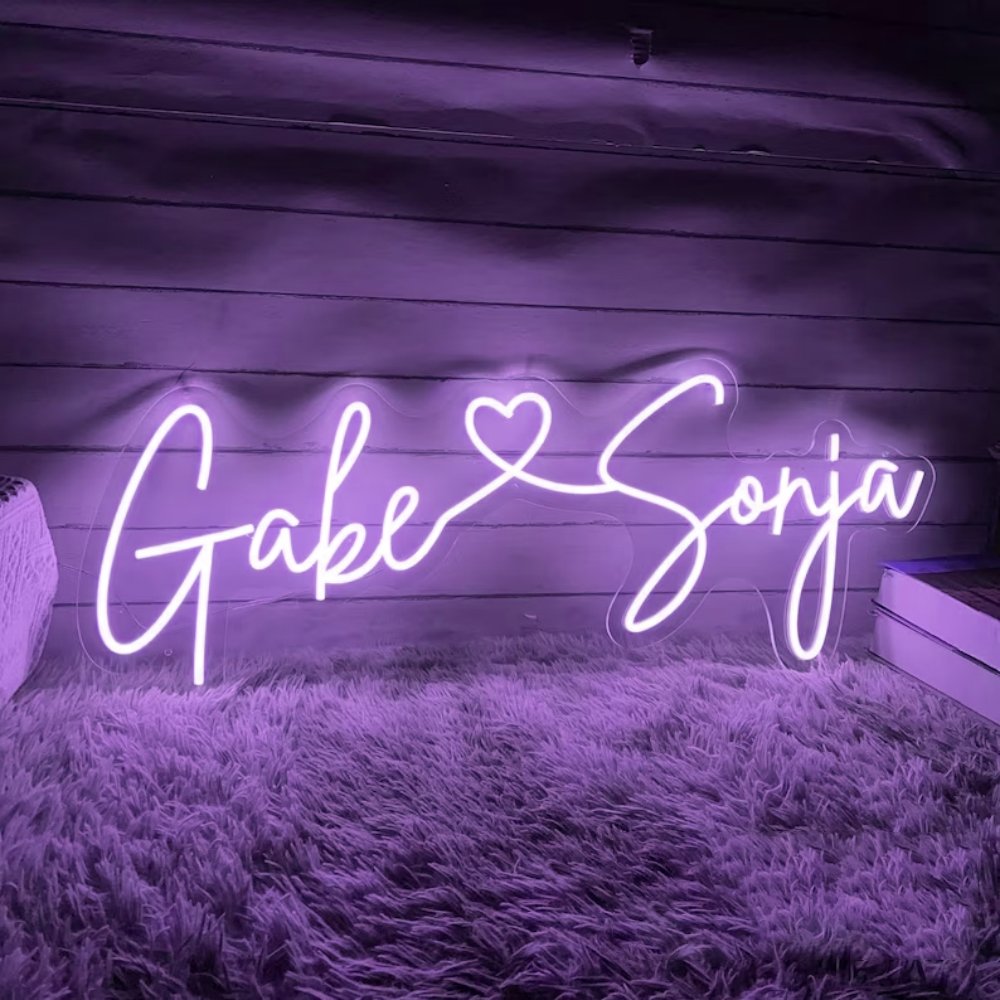 Custom Wedding LED Neon Sign Couple Names With Heart Neon Light up Sign Light Home Wedding Engagement Party Backdrop Wall Decor