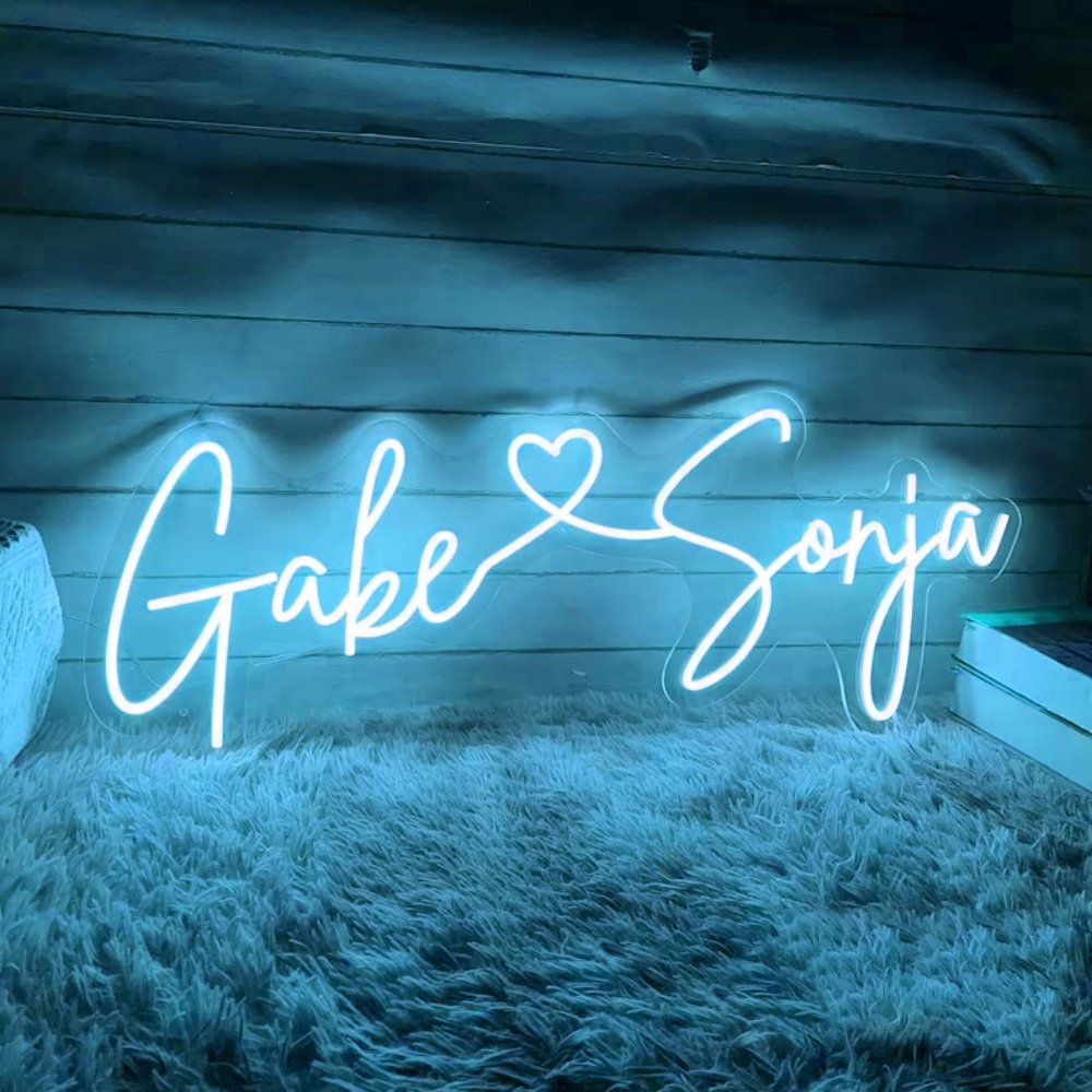Custom Wedding LED Neon Sign Couple Names With Heart Neon Light up Sign Light Home Wedding Engagement Party Backdrop Wall Decor