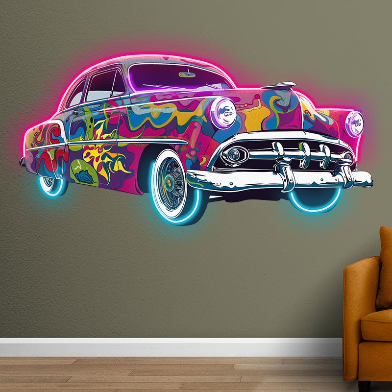 Unique Art Vintage Colorful Car Style Perfect for Home Office and Garage Classic Old Famous Cars Neon Signs