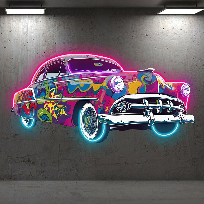 Unique Art Vintage Colorful Car Style Perfect for Home Office and Garage Classic Old Famous Cars Neon Signs