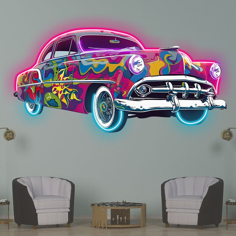 Unique Art Vintage Colorful Car Style Perfect for Home Office and Garage Classic Old Famous Cars Neon Signs